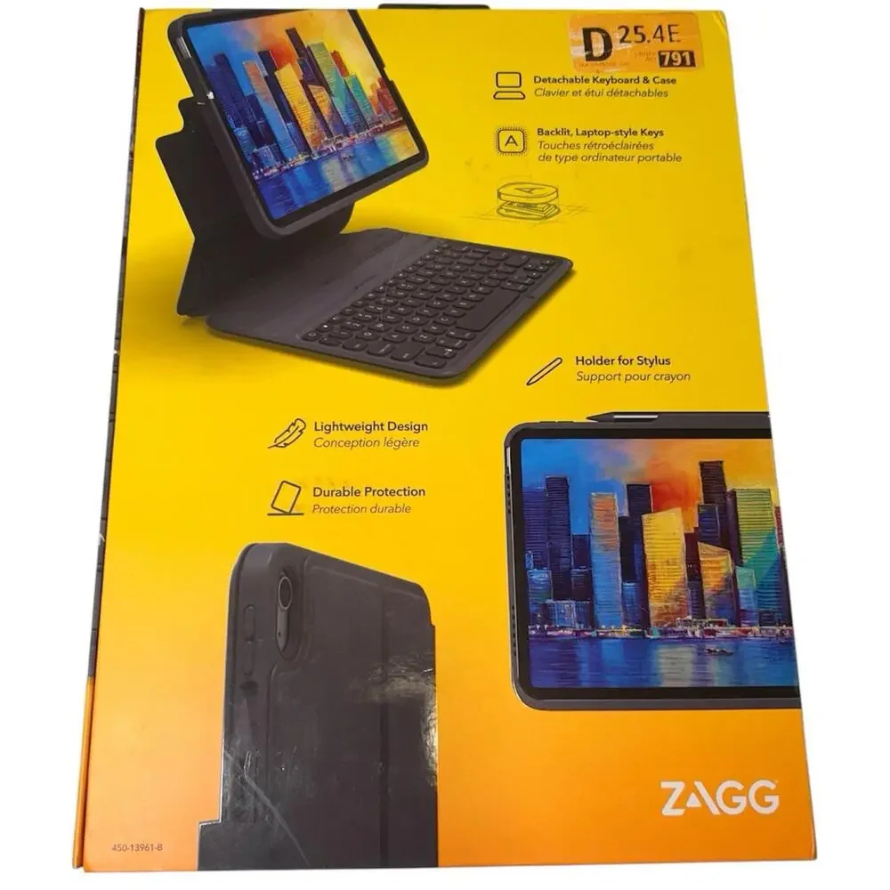 ZAGG Pro Keys Keyboard Folio Case for Apple iPad (10th Gen) Grey - NEW / OPENBOX